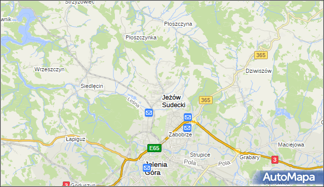mapa Jeżów Sudecki, Jeżów Sudecki na mapie Targeo