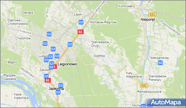 mapa Józefów gmina Nieporęt, Józefów gmina Nieporęt na mapie Targeo
