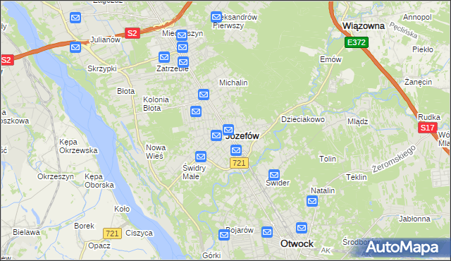 mapa Józefów powiat otwocki, Józefów powiat otwocki na mapie Targeo