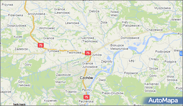 mapa Jurków gmina Czchów, Jurków gmina Czchów na mapie Targeo