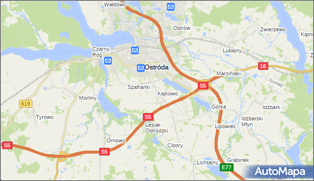 mapa Kajkowo, Kajkowo na mapie Targeo