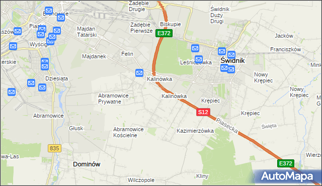 mapa Kalinówka gmina Głusk, Kalinówka gmina Głusk na mapie Targeo