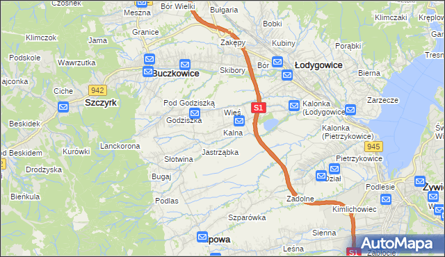 mapa Kalna, Kalna na mapie Targeo