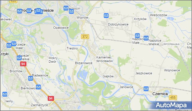 mapa Kamieniec Wrocławski, Kamieniec Wrocławski na mapie Targeo