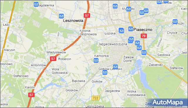 mapa Kamionka gmina Piaseczno, Kamionka gmina Piaseczno na mapie Targeo