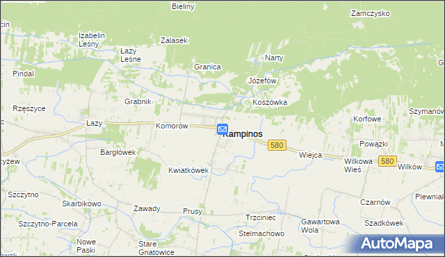 mapa Kampinos, Kampinos na mapie Targeo