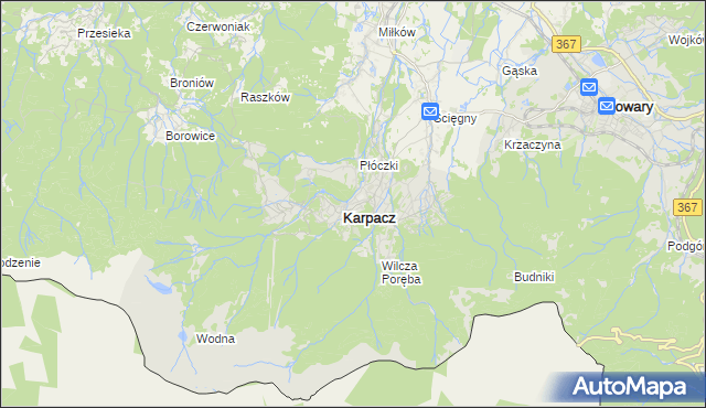 mapa Karpacz, Karpacz na mapie Targeo