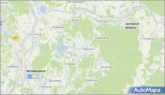 mapa Karpniki gmina Mysłakowice, Karpniki gmina Mysłakowice na mapie Targeo