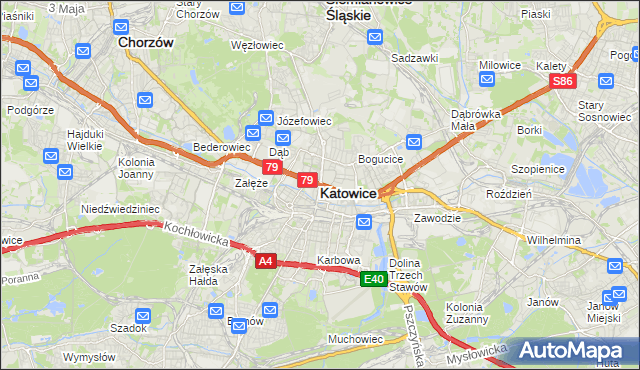 mapa Katowic, Katowice na mapie Targeo