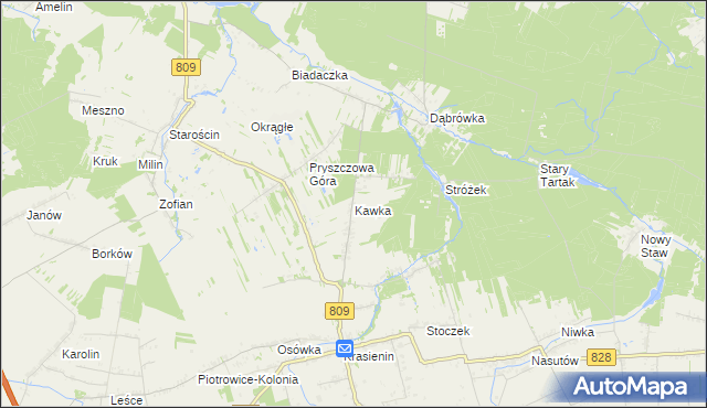 mapa Kawka gmina Niemce, Kawka gmina Niemce na mapie Targeo