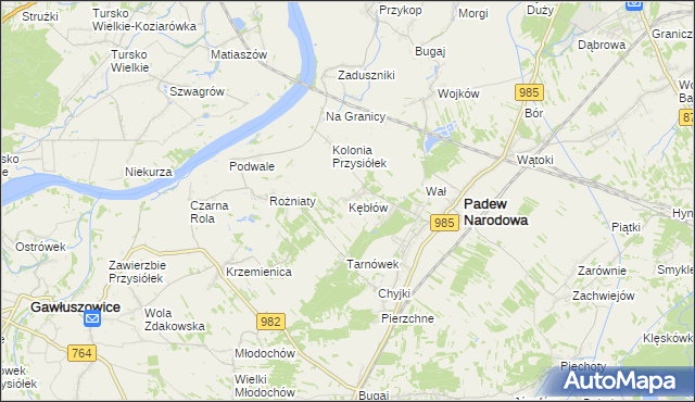 mapa Kębłów gmina Padew Narodowa, Kębłów gmina Padew Narodowa na mapie Targeo