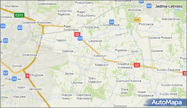 mapa Kiedrzyn gmina Gózd, Kiedrzyn gmina Gózd na mapie Targeo