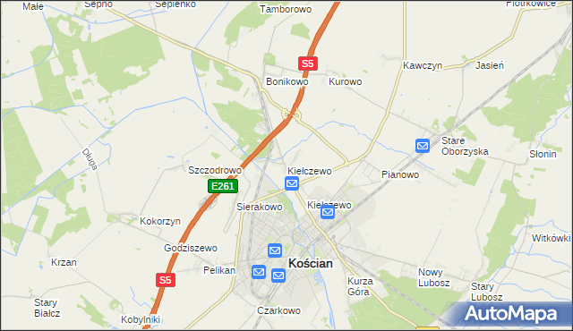 mapa Kiełczewo, Kiełczewo na mapie Targeo