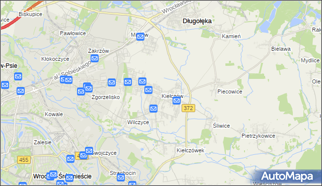 mapa Kiełczów, Kiełczów na mapie Targeo