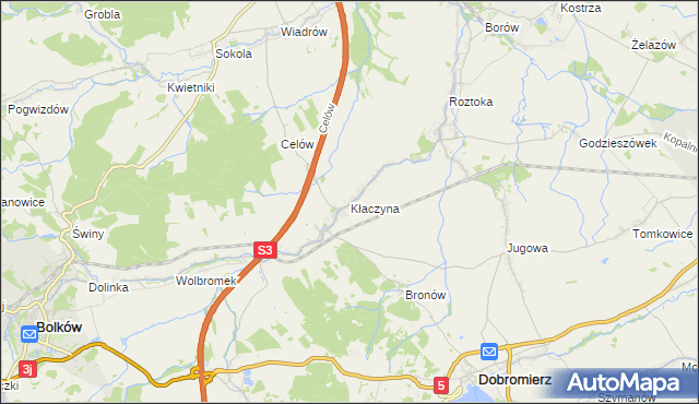 mapa Kłaczyna, Kłaczyna na mapie Targeo