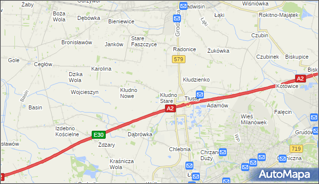 mapa Kłudno Stare, Kłudno Stare na mapie Targeo