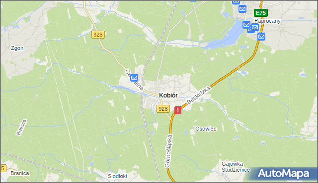 mapa Kobiór, Kobiór na mapie Targeo