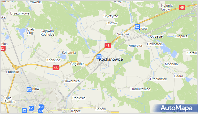 mapa Kochanowice, Kochanowice na mapie Targeo