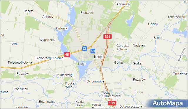 mapa Kock powiat lubartowski, Kock powiat lubartowski na mapie Targeo