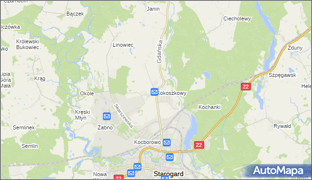 mapa Kokoszkowy, Kokoszkowy na mapie Targeo