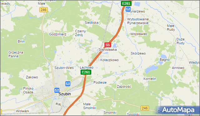 mapa Kołaczkowo gmina Szubin, Kołaczkowo gmina Szubin na mapie Targeo