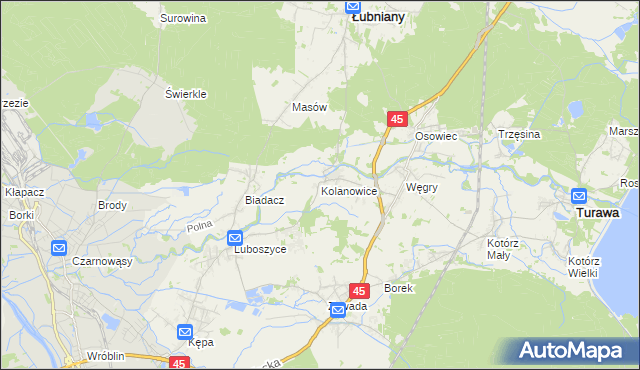 mapa Kolanowice, Kolanowice na mapie Targeo