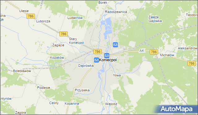 mapa Koniecpol, Koniecpol na mapie Targeo