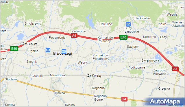 mapa Korniaktów Południowy, Korniaktów Południowy na mapie Targeo