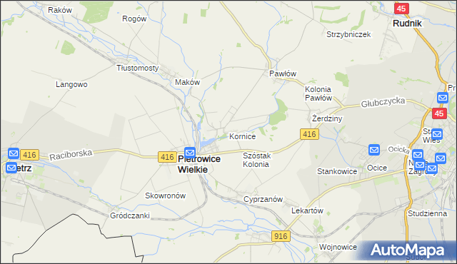 mapa Kornice, Kornice na mapie Targeo