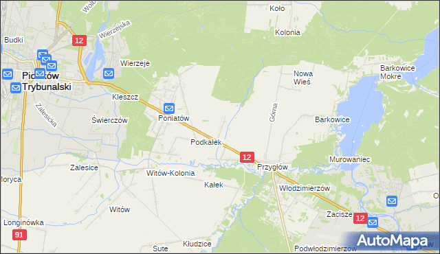 mapa Korytnica gmina Sulejów, Korytnica gmina Sulejów na mapie Targeo