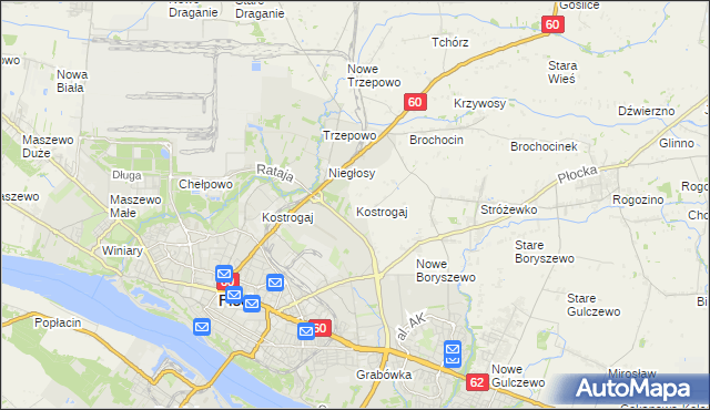 mapa Kostrogaj, Kostrogaj na mapie Targeo