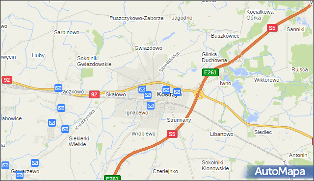 mapa Kostrzyn powiat poznański, Kostrzyn powiat poznański na mapie Targeo
