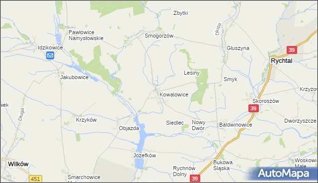 mapa Kowalowice, Kowalowice na mapie Targeo