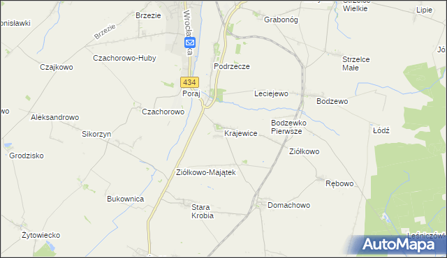 mapa Krajewice, Krajewice na mapie Targeo