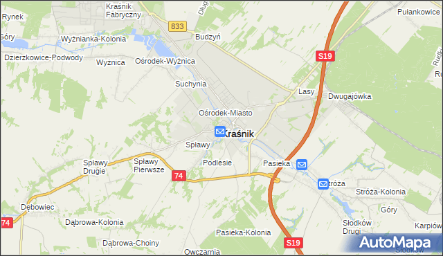 mapa Kraśnik, Kraśnik na mapie Targeo