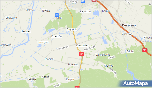 mapa Krasowiec, Krasowiec na mapie Targeo