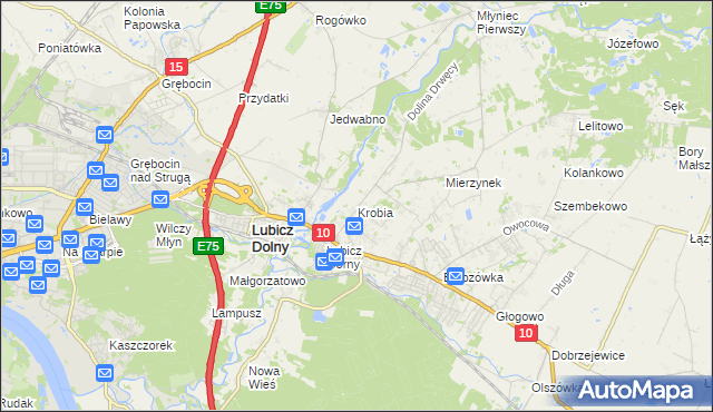 mapa Krobia gmina Lubicz, Krobia gmina Lubicz na mapie Targeo