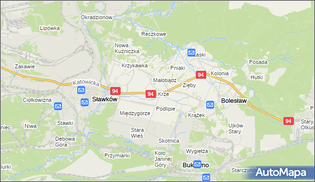 mapa Krze, Krze na mapie Targeo