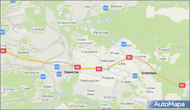 mapa Krzykawa, Krzykawa na mapie Targeo