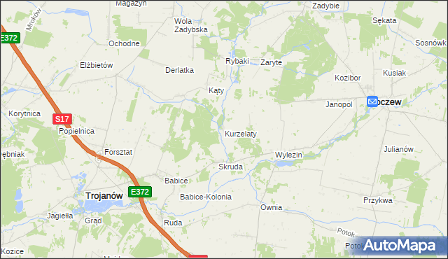 mapa Kurzelaty, Kurzelaty na mapie Targeo