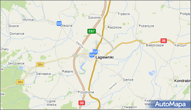 mapa Łagiewniki powiat dzierżoniowski, Łagiewniki powiat dzierżoniowski na mapie Targeo