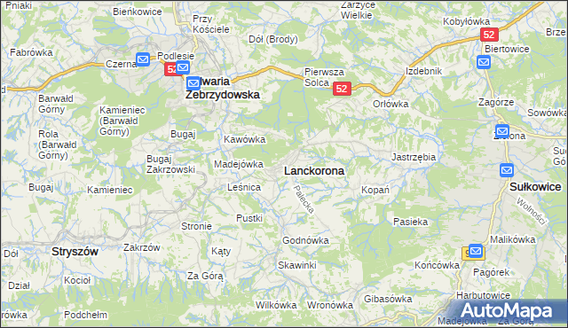 mapa Lanckorona, Lanckorona na mapie Targeo