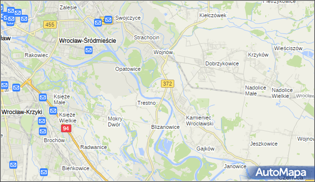 mapa Łany gmina Czernica, Łany gmina Czernica na mapie Targeo