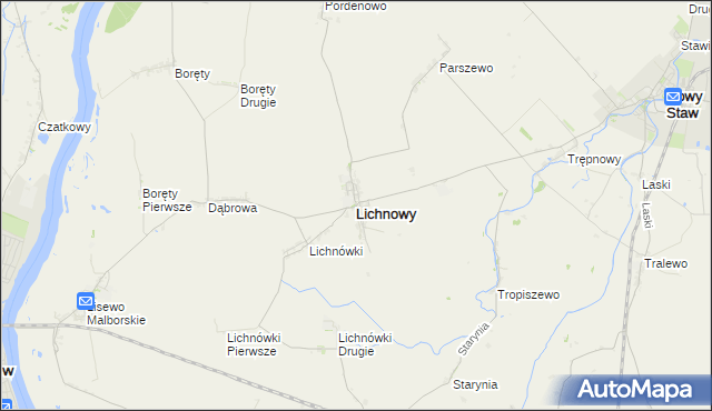mapa Lichnowy powiat malborski, Lichnowy powiat malborski na mapie Targeo