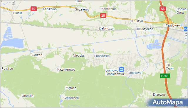 mapa Łochowice gmina Białe Błota, Łochowice gmina Białe Błota na mapie Targeo