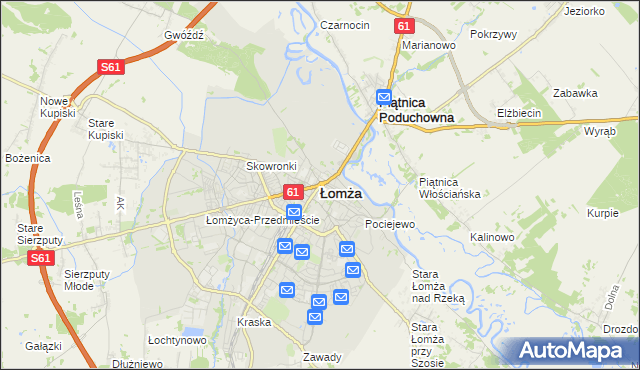 mapa Łomży, Łomża na mapie Targeo