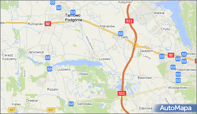 mapa Lusowo, Lusowo na mapie Targeo