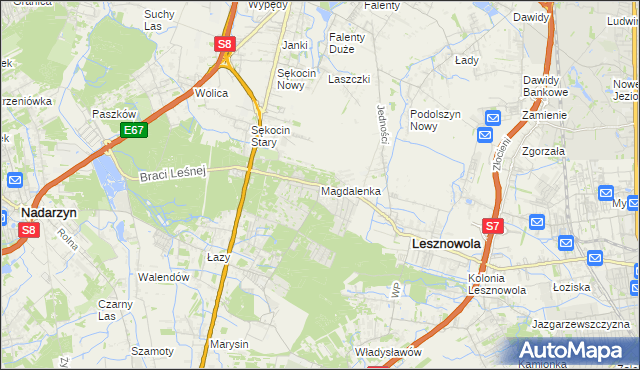 mapa Magdalenka gmina Lesznowola, Magdalenka gmina Lesznowola na mapie Targeo