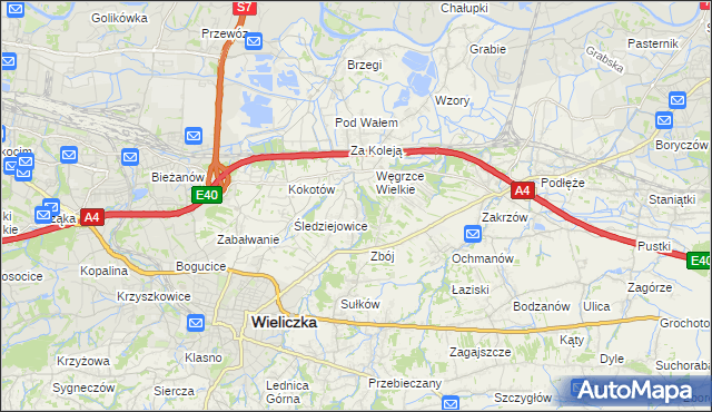 mapa Mała Wieś gmina Wieliczka, Mała Wieś gmina Wieliczka na mapie Targeo