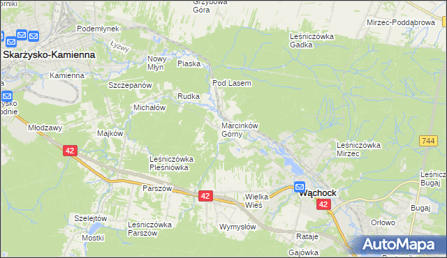 mapa Marcinków gmina Wąchock, Marcinków gmina Wąchock na mapie Targeo